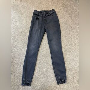 Good American Good Waist Black Distressed Skinny Jeans size 4/27